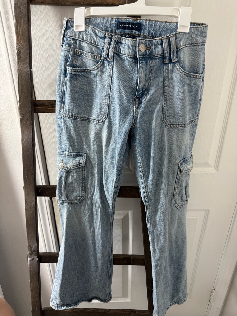 Aeropostale Light Blue Womens Bootcut Cargo Jeans